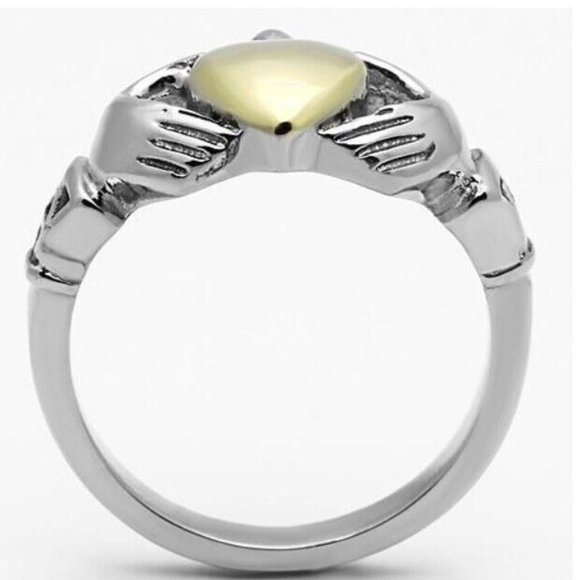 Irish Celtic Claddagh Ring Size 5 Silver Gold Stainless Steel Knot Heart Hands - Picture 9 of 11